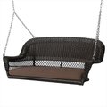 Jeco Espresso Wicker Porch Swing With Brown Cushion W00202S-A-FS007